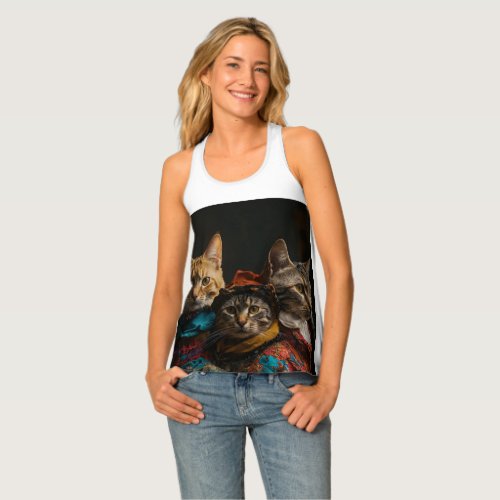 A parallel world where only cats evolved a crowd  tank top