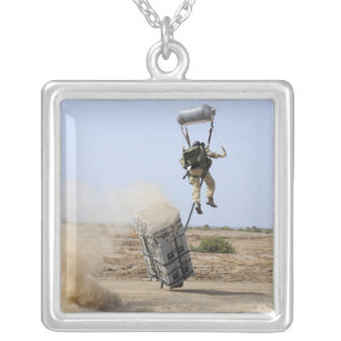 A pararescueman drops into the zone silver plated necklace