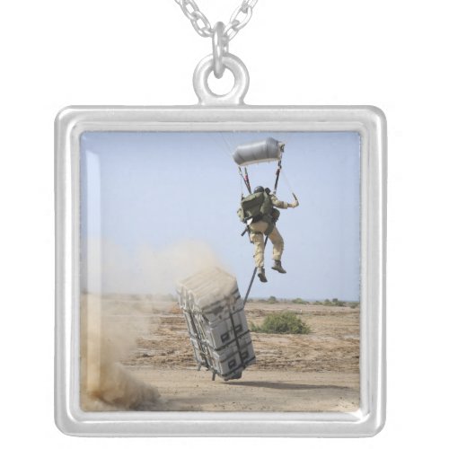 A pararescueman drops into the zone silver plated necklace