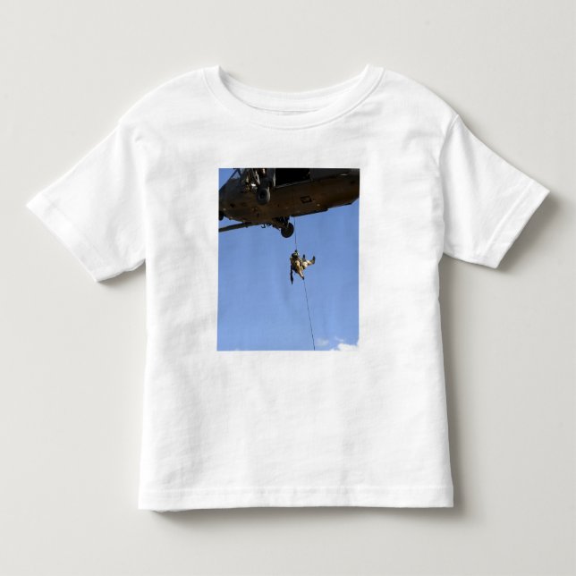 A pararescueman rappels from an HH-60 Toddler T-shirt (Front)