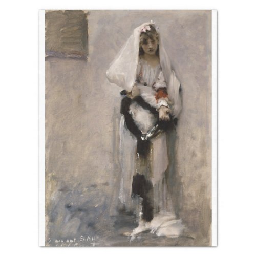 A PARISIAN BEGGAR GIRL BY SARGENT TISSUE PAPER