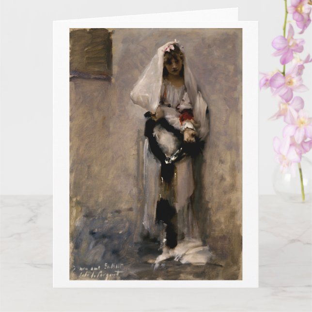 A Parisian beggar girl, John Sargent 1880  Card (Orchid)