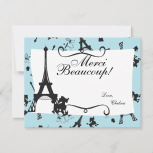 A Parisian Party thank you note in Pink