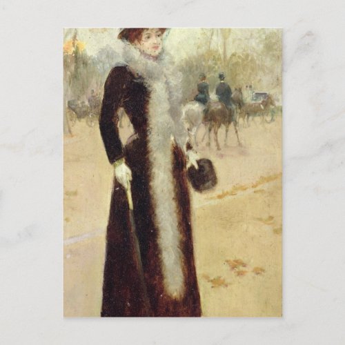 A Parisian Woman in the Bois de Boulogne c1899 Postcard