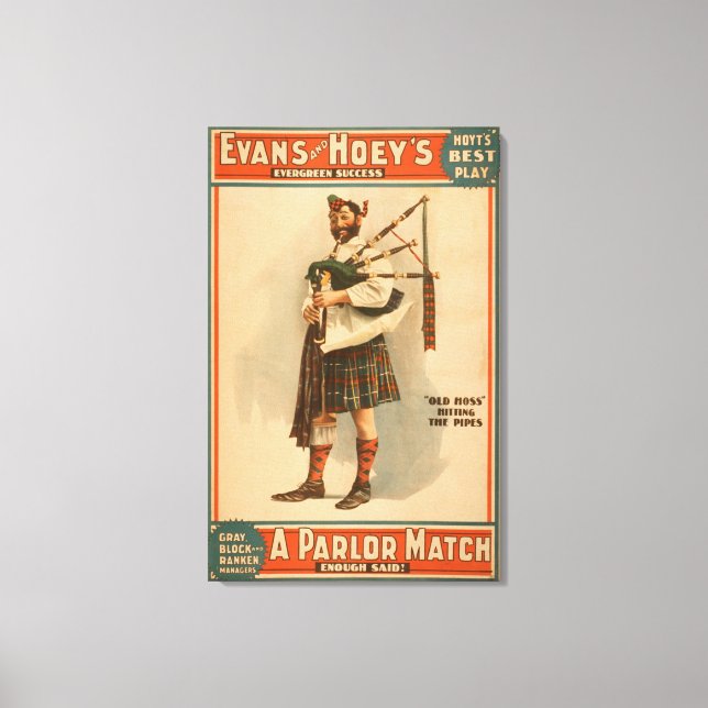 A parlor Match "Old Hoss" Scottish Bagpiper Canvas Print (Front)
