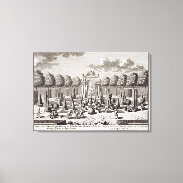 A parterre with orange trees in the garden of the canvas print (Front)
