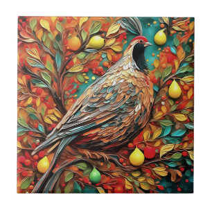 A Partridge In A Pear Tree Ceramic Tile