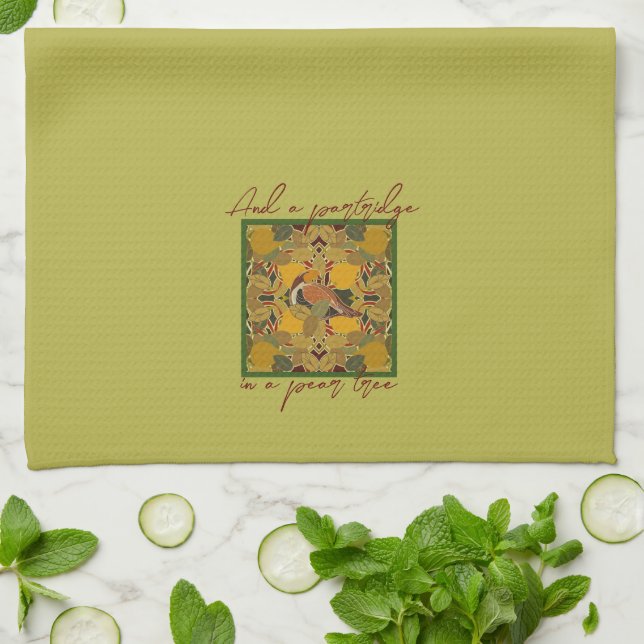 A Partridge In A Pear Tree Christmas Kitchen Towel (Folded)