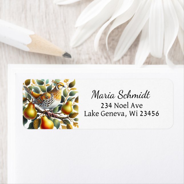 A Partridge in a Pear Tree Christmas Label (Insitu)