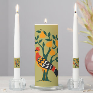 A Partridge In A Pear Tree Cut-Out Stencil Retro 4 Unity Candle Set