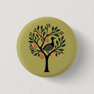 A Partridge In A Pear Tree Cut-Out Stencil Retro 5 Button