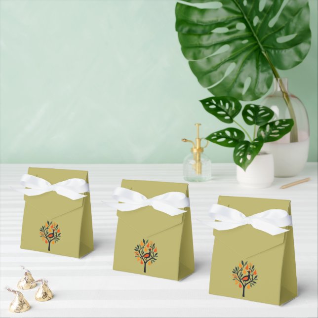 A Partridge In A Pear Tree Cut-Out Stencil Retro 6 Favor Boxes (Multiple)