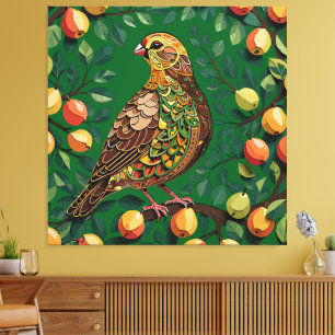 A Partridge In A Pear Tree Cut-Out Stencil-Style Canvas Print