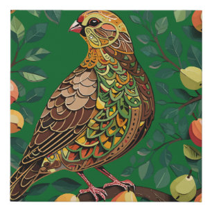 A Partridge In A Pear Tree Cut-Out Stencil-Style Faux Canvas Print