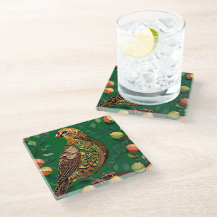 A Partridge In A Pear Tree Cut-Out Stencil-Style Glass Coaster