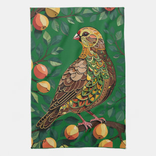 A Partridge In A Pear Tree Cut-Out Stencil-Style Kitchen Towel