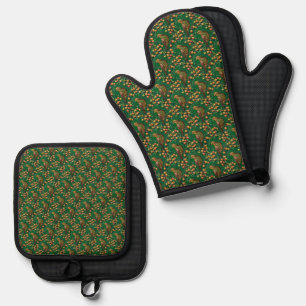 A Partridge In A Pear Tree Cut-Out Stencil-Style Oven Mitt & Pot Holder Set