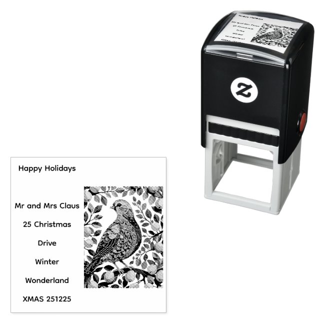 A Partridge In A Pear Tree Cut-Out Stencil-Style Self-inking Stamp (In Situ)