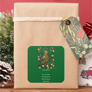 A Partridge In A Pear Tree Cut-Out Stencil-Style Square Sticker