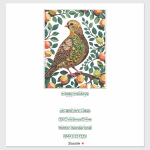 A Partridge In A Pear Tree Cut-Out Stencil-Style Sticker