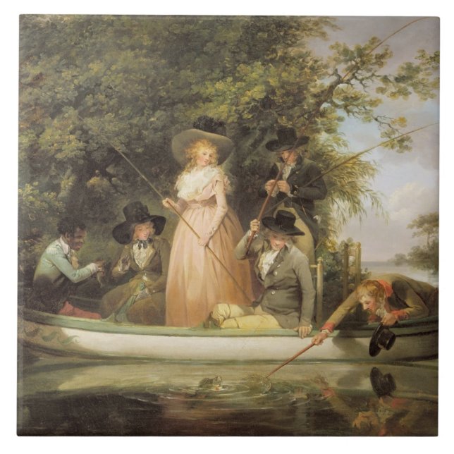 A Party Angling (oil on canvas) Ceramic Tile (Front)