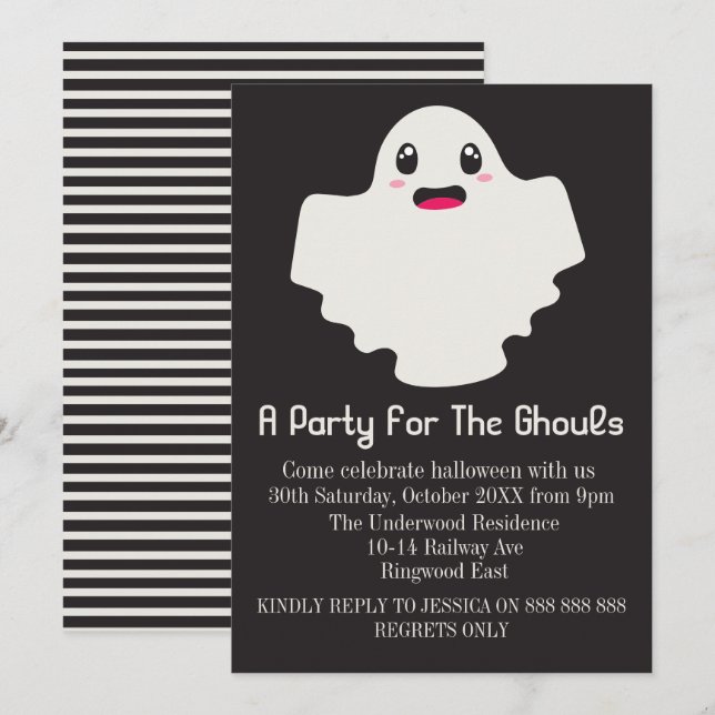 A PARTY FOR THE GHOULS HALLOWEEN INVITATION (Front/Back)