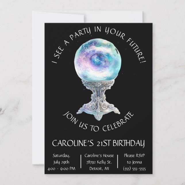 A Party in Your Future, Crystal Ball Birthday  Invitation (Front)