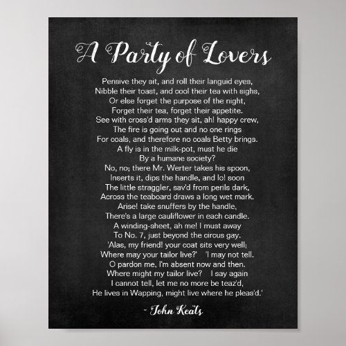 A Party of Lovers Poem Black and White Poster