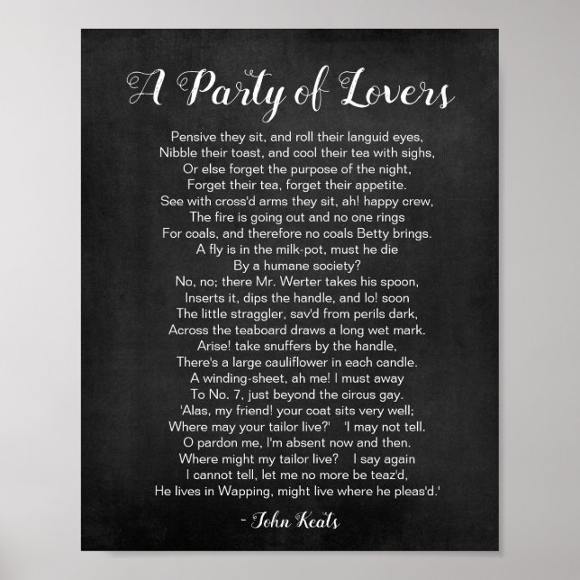 A Party of Lovers Poem Black and White Poster (Front)