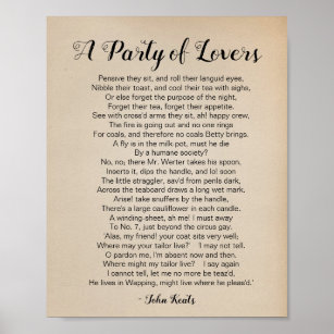 A Party of Lovers Poem by John Keats Vintage Poster