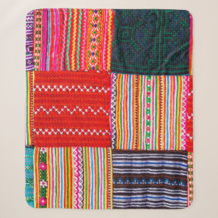 a Patchwork quilt in multicolor asian style Sherpa Blanket
