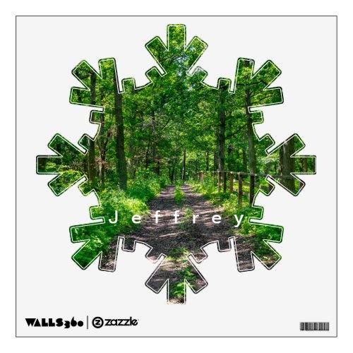 A path in the green forest wall decal