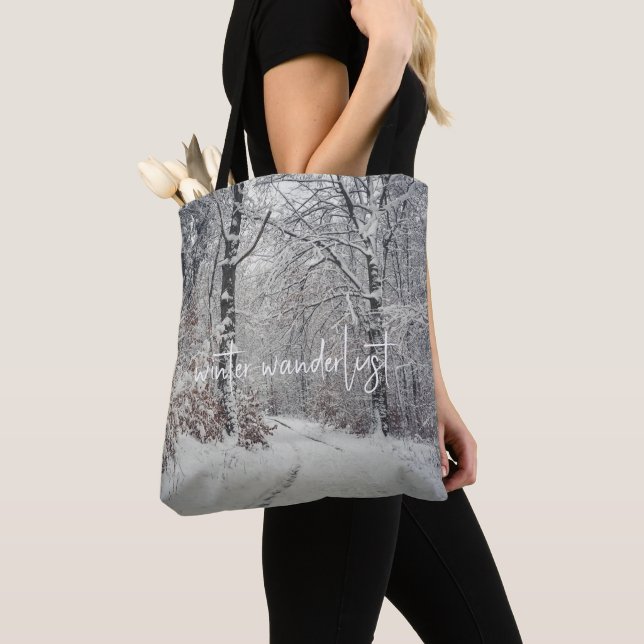  A path through the enchanted winter forest Tote Bag (Close Up)