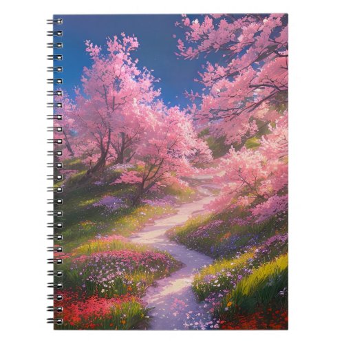 A Pathway of Beauty among Hillside Flowers Notebook