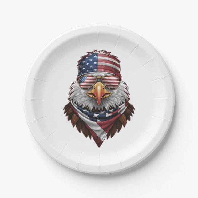 A patriotic bald eagle paper plates (Front)