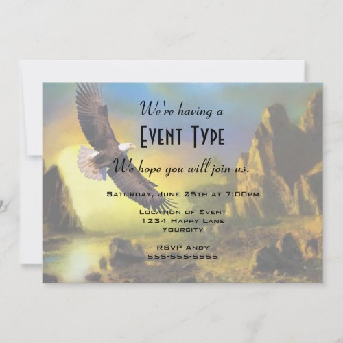 A Patriotic Design with Bald Eagle Flying High Invitation