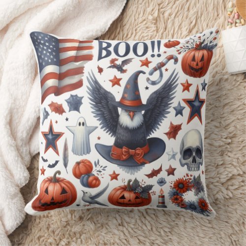 A Patriotic Halloween Design Throw Pillow