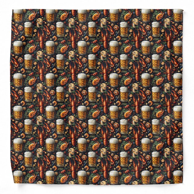 A pattern for beer and seafood lovers. bandana (Front)