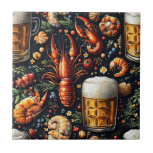 A pattern for beer and seafood lovers. ceramic tile