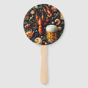 A pattern for beer and seafood lovers. hand fan