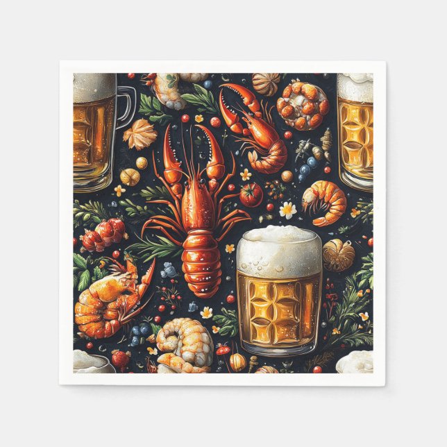 A pattern for beer and seafood lovers. napkins (Front)