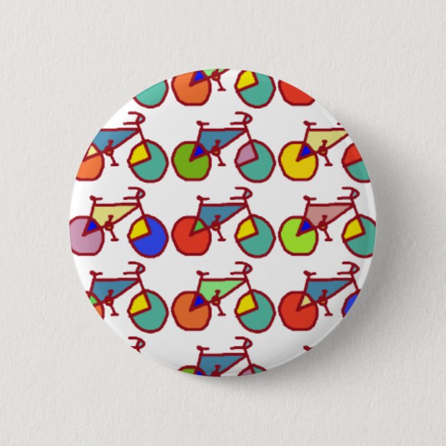 a pattern of colorful bikes pinback button (Front)