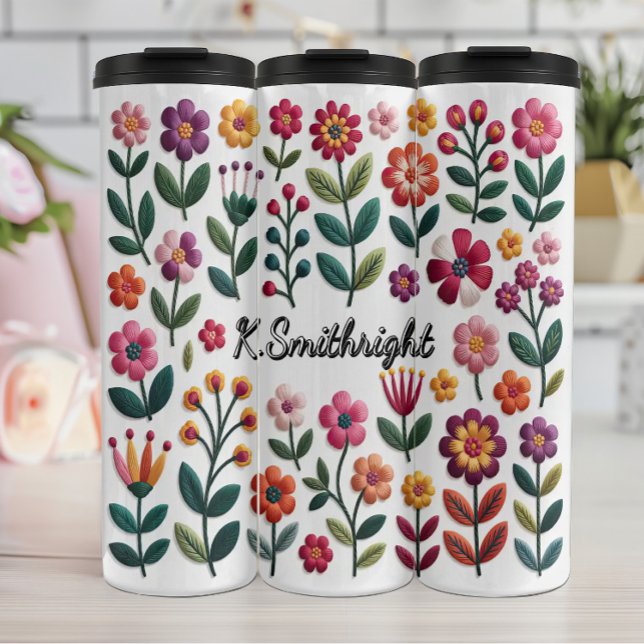 A Pattern of Colorful Flowers Thermal Tumbler (Creator Uploaded)