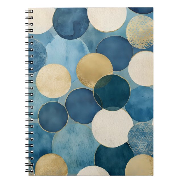 A pattern of overlapping circles in shades of blue notebook (Front)