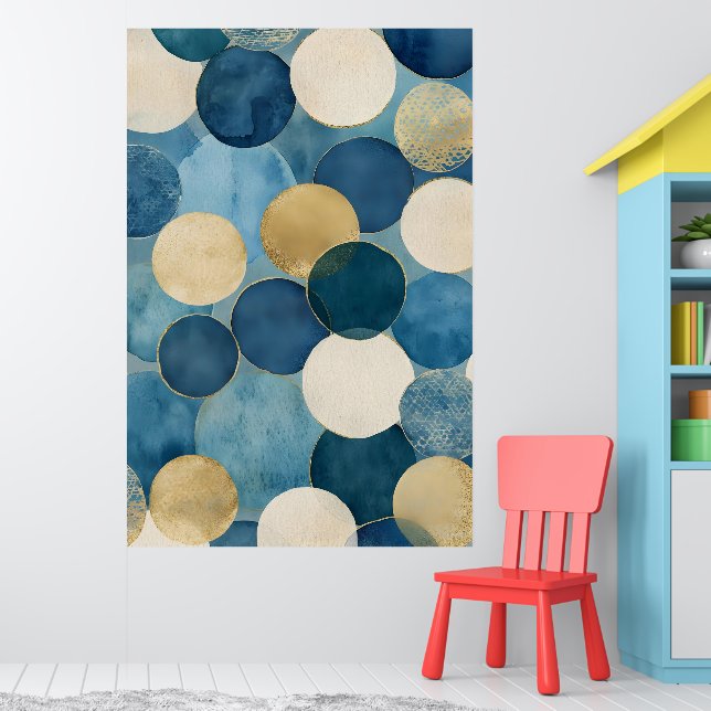 A pattern of overlapping circles in shades of blue poster (Nursery 1)