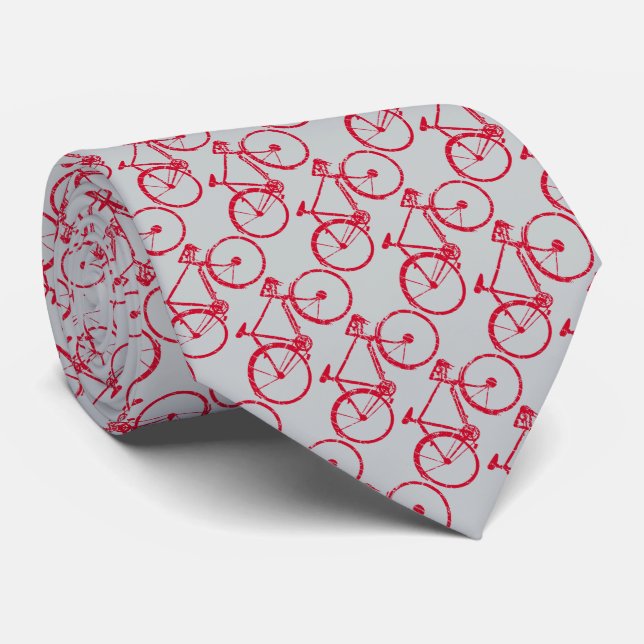 a pattern of red bicycles elegant tie (Rolled)