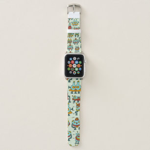 A pattern of robots - aliens. illustration. apple watch band