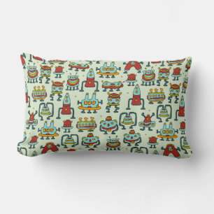 A pattern of robots - aliens. illustration. lumbar pillow