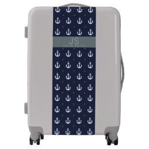 a pattern of sailor anchors with her name luggage