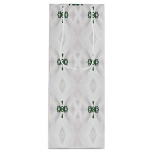 A Pattern of White Snow and Christmas Ribbon Wine Gift Bag